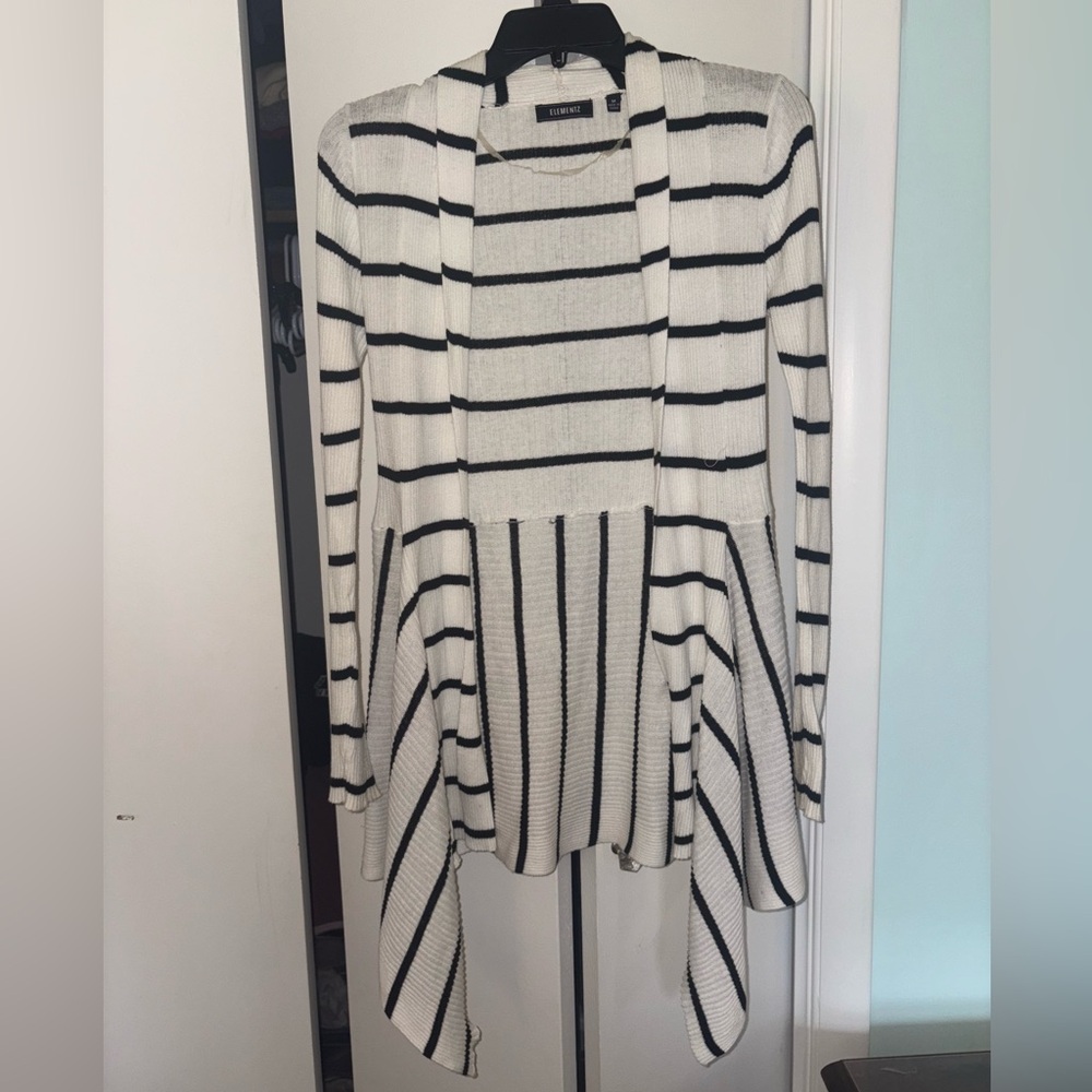 Elementz Monochrome Striped Cardigan